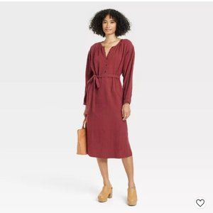 Balloon Long Sleeve Tie-Front Shirtdress-Universal Thread™Multiple Sizes 8